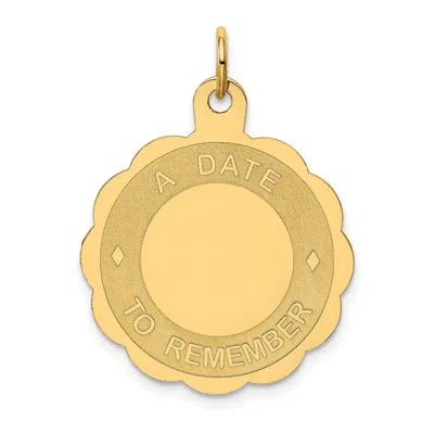 Diamond2deal 14k Yellow Gold A Date To Remember 23mm Disc Charm Pendant In Transparent