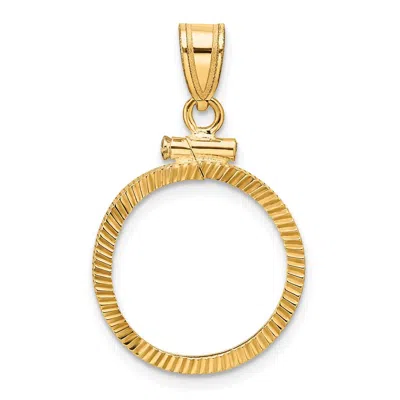 Diamond2deal 14k Yellow Gold And Diamond-cut 16.5mm X 1.35mm Screw Top Coin Bezel Pendant