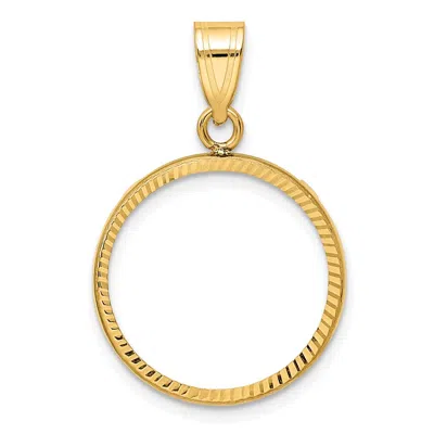 Diamond2deal 14k Yellow Gold And Diamond-cut 18.0mm Prong Coin Bezel Pendant