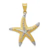Diamond2deal 14k Yellow Gold And Rhodium Diamond-cut Polished Starfish Pendant In Yellow