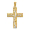 Diamond2deal 14k Yellow Gold And Rhodium Polished Floral Tree With Leaves Hollow Back Cross Pendant In Yellow