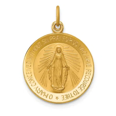 Diamond2deal 14k Yellow Gold And Satin Solid Small Miraculous Medal Round Pendant