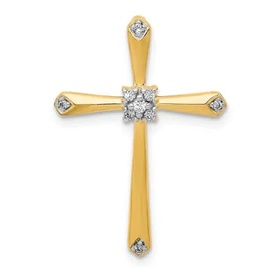 Diamond2deal 14k Yellow Gold And White Rhodium 1/20 Carat Diamond Cross Chain Slide