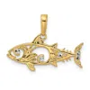 Diamond2deal 14k Yellow Gold And White Rhodium Diamond-cut Fish Pendant In Yellow