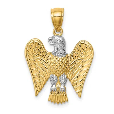 Diamond2deal 14k Yellow Gold And White Rhodium Eagle Pendant