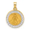 Diamond2deal 14k Yellow Gold And White Rhodium Hollow Miraculous Mary Plain Back Medal In Gold