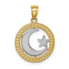 Diamond2deal 14k Yellow Gold And White Rhodium Star And Moon Pendant In Yellow