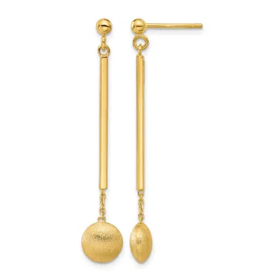 Diamond2deal 14k Yellow Gold Bar With Brushed Bead Drop Dangle Earrings