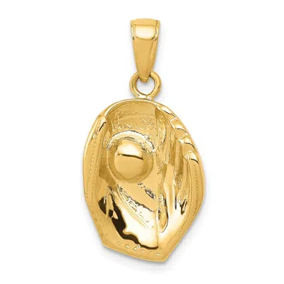 DIAMOND2DEAL 14K YELLOW GOLD BASEBALL GLOVE AND BALL PENDANT