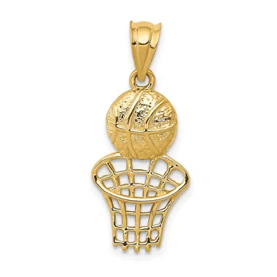 Diamond2deal 14k Yellow Gold Basketball Net Charm In Orange