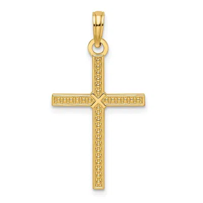 Diamond2deal 14k Yellow Gold Beaded & Polished Fancy Cross Pendant