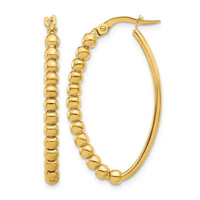 Diamond2deal 14k Yellow Gold Beaded Oval Shape Hoop Earrings