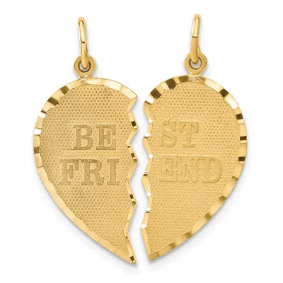 Diamond2deal 14k Yellow Gold Best Friend Diamond-cut 2-piece Charm