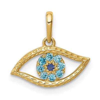 Diamond2deal 14k Yellow Gold Blue Cz Eye Pendant In Transparent