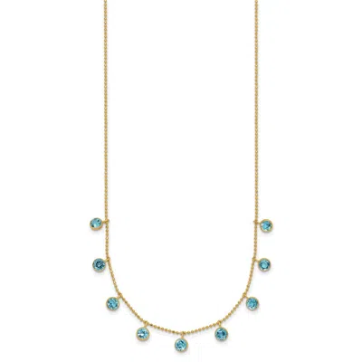 Diamond2deal 14k Yellow Gold Blue Topaz Pendant Necklace