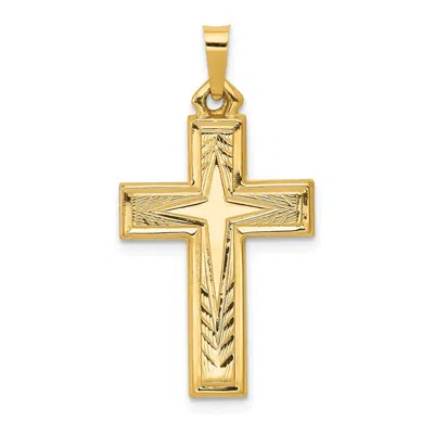 Diamond2deal 14k Yellow Gold Brushed And Polished Latin Cross Pendant