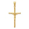 Diamond2deal 14k Yellow Gold Brushed Diamond-cut Crucifix Cross Pendant In Yellow