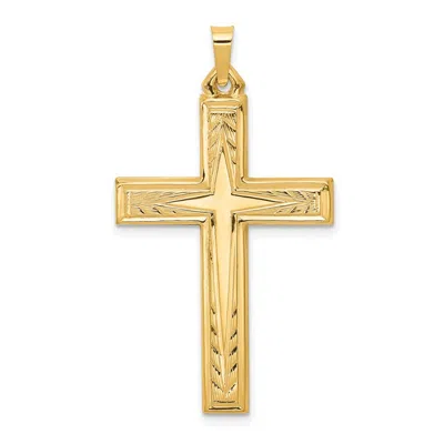 Diamond2deal 14k Yellow Gold Brushed Polished Latin Cross Pendant