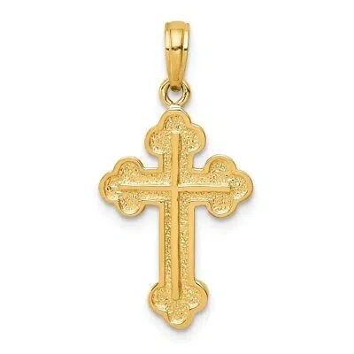Pre-owned Diamond2deal 14k Yellow Gold Budded Cross Pendant For Women 1.38g, L-28mm, W-14mm