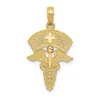 Diamond2deal 14k Yellow Gold Caduceus Nurses Cap Pendant In Yellow