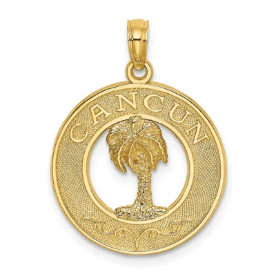 Diamond2deal 14k Yellow Gold Cancun With Palm Tree Circle Charm Pendant