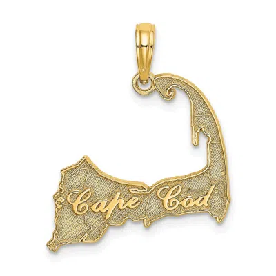 Diamond2deal 14k Yellow Gold Cape Cod Map Charm Pendant In Brown