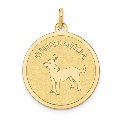 Diamond2deal 14k Yellow Gold Chihuahua 20mm Engravable Disc Dog Pendant In Transparent