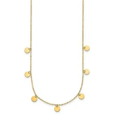 Pre-owned Diamond2deal 14k Yellow Gold Circle Dangle Discs With 18" Chain Necklace 1.81gram