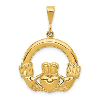 Diamond2deal 14k Yellow Gold Claddagh Pendant In Transparent