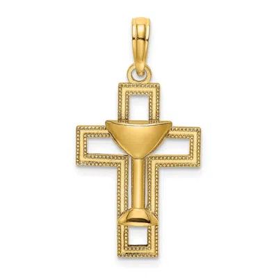 Diamond2deal 14k Yellow Gold Cross With Communion Cup Charm Pendant