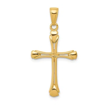Diamond2deal 14k Yellow Gold Cross With Triangle Tips Pendant In Metallic