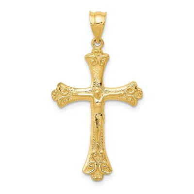 Diamond2deal 14k Yellow Gold Crucifix Pendant In Transparent