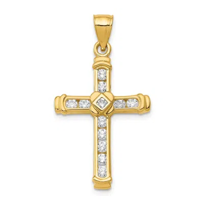 Diamond2deal 14k Yellow Gold Cubic Zirconia Cross Pendant