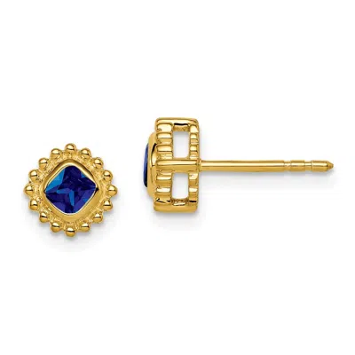 Diamond2deal 14k Yellow Gold Cushion Sapphire Stud Earrings