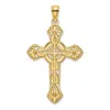 Diamond2deal 14k Yellow Gold Cut-out Floral Cross Pendant In Yellow