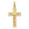 Diamond2deal 14k Yellow Gold Cut-out Heart I Love Jesus On Reverse Crucifix Charm In Yellow