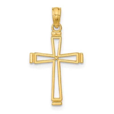 Diamond2deal 14k Yellow Gold Cut-out Cross Shape Charm Pendant