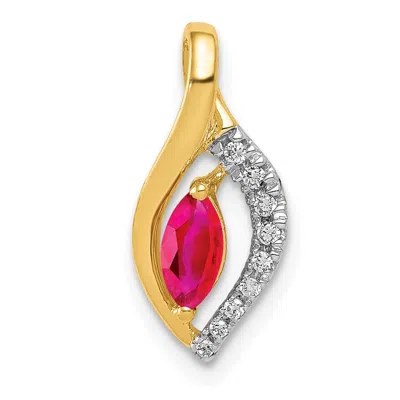 Diamond2deal 14k Yellow Gold Diamond And .32 Marquise Ruby Chain Slide In Multi