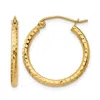 Diamond2deal 14k Yellow Gold Diamond-cut 2x20mm Round Tube Hoop Earrings In Gold