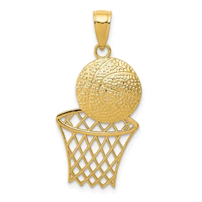 Diamond2deal 14k Yellow Gold Diamond-cut Basketball Net Charm