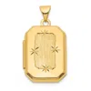 Diamond2deal 14k Yellow Gold Diamond-cut Brushed 20mm Rectangular Locket Pendant In Yellow