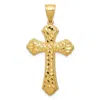 Diamond2deal 14k Yellow Gold Diamond-cut Budded Cross Pendant In Yellow