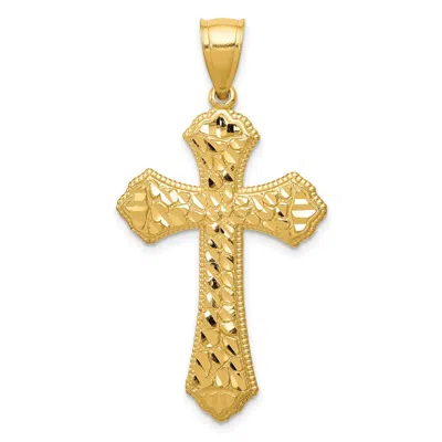 Diamond2deal 14k Yellow Gold Diamond-cut Budded Cross Pendant