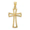 Diamond2deal 14k Yellow Gold Diamond-cut Cross Pendant In Yellow