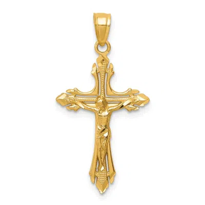 Diamond2deal 14k Yellow Gold Diamond-cut Crucifix Pendant