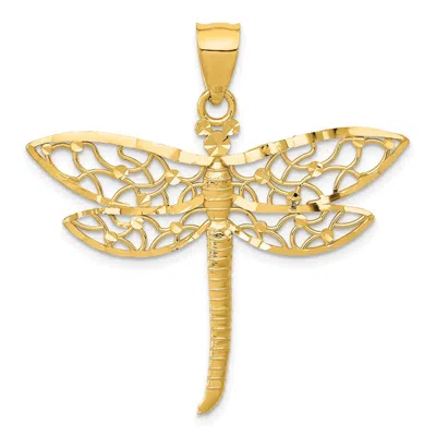 Diamond2deal 14k Yellow Gold Diamond-cut Dragonfly Pendant