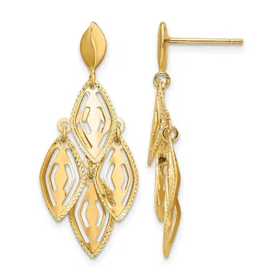 Diamond2deal 14k Yellow Gold Diamond-cut Drop Dangle Chandelier Earrings In Brown
