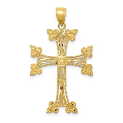 Diamond2deal 14k Yellow Gold Diamond-cut Fancy Cross Pendant