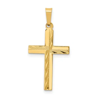 Diamond2deal 14k Yellow Gold Diamond-cut Hollow Cross Pendant