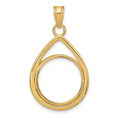 Diamond2deal 14k Yellow Gold Diamond-cut Lightweight Teardrop 16.5mm Coin Bezel Pendant
